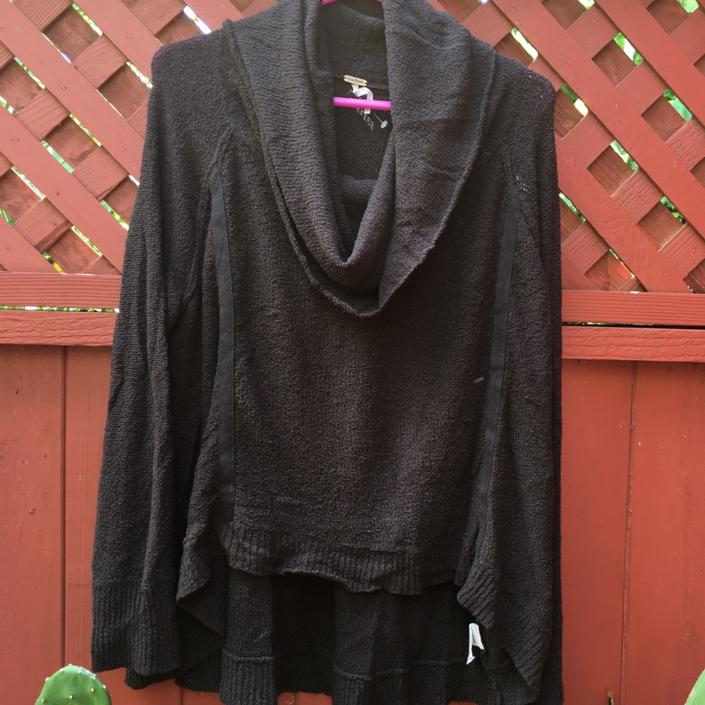 Free People cowl neck high-low sweater.
