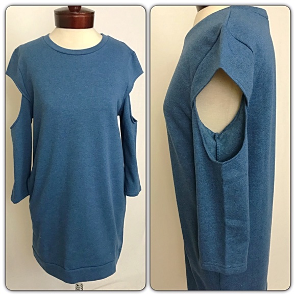 Extra Long Cutout SleeveTunic Sweatshirt Top sold - Picture 2 of 4