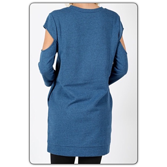 Extra Long Cutout SleeveTunic Sweatshirt Top sold - Picture 4 of 4