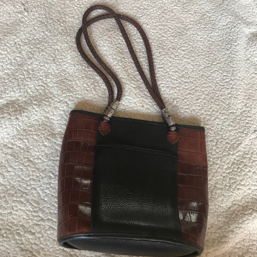 Brighton Womens Brown Black Croco Shoulder Purse