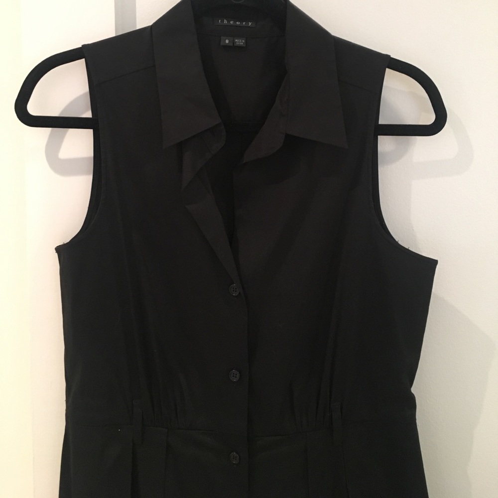 Black Sleeveless Theory Shirt Dress