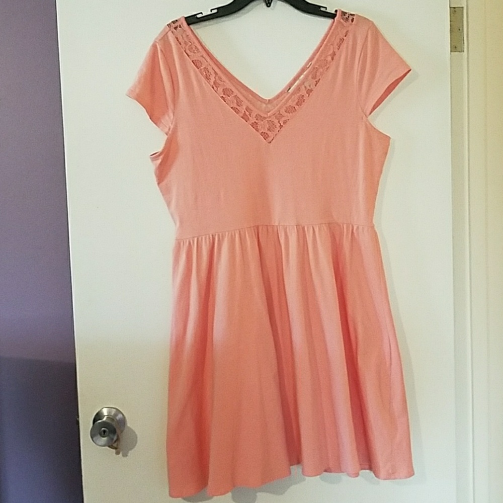 Lauren Conrad blush pink dress short sleeve lace L