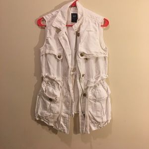 White jean vest jacket