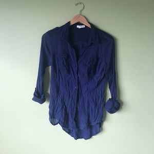 Navy Button down Anthropologie Blouse Navy Button down Anthropologie Blouse
