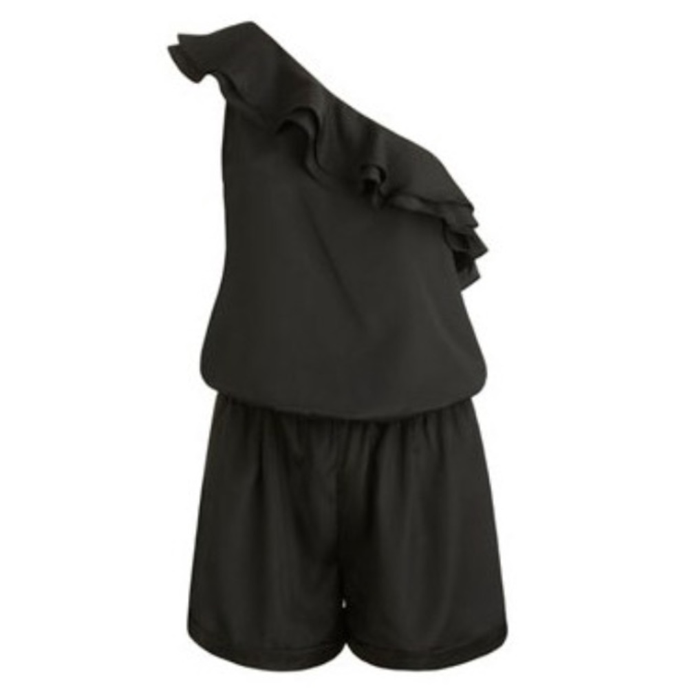 One Shoulder Ruffle Romper