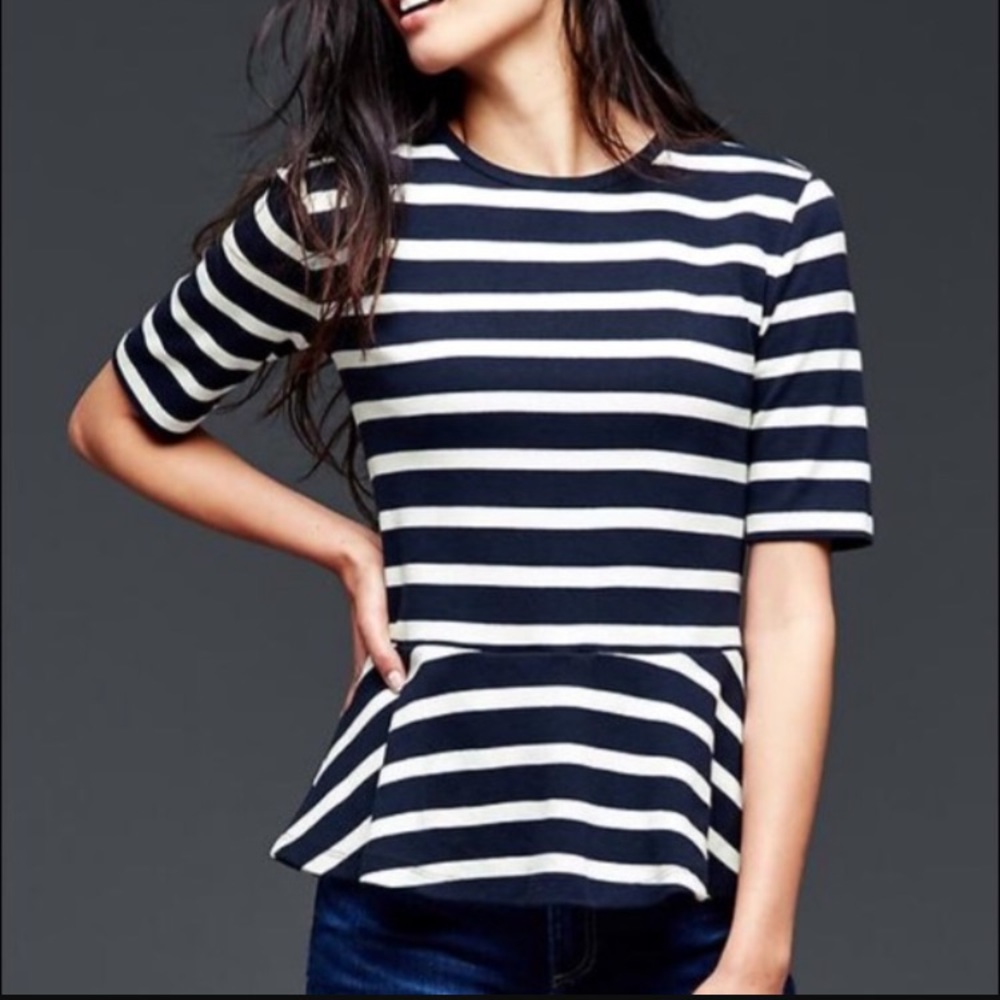GAP Striped Peplum Blouse