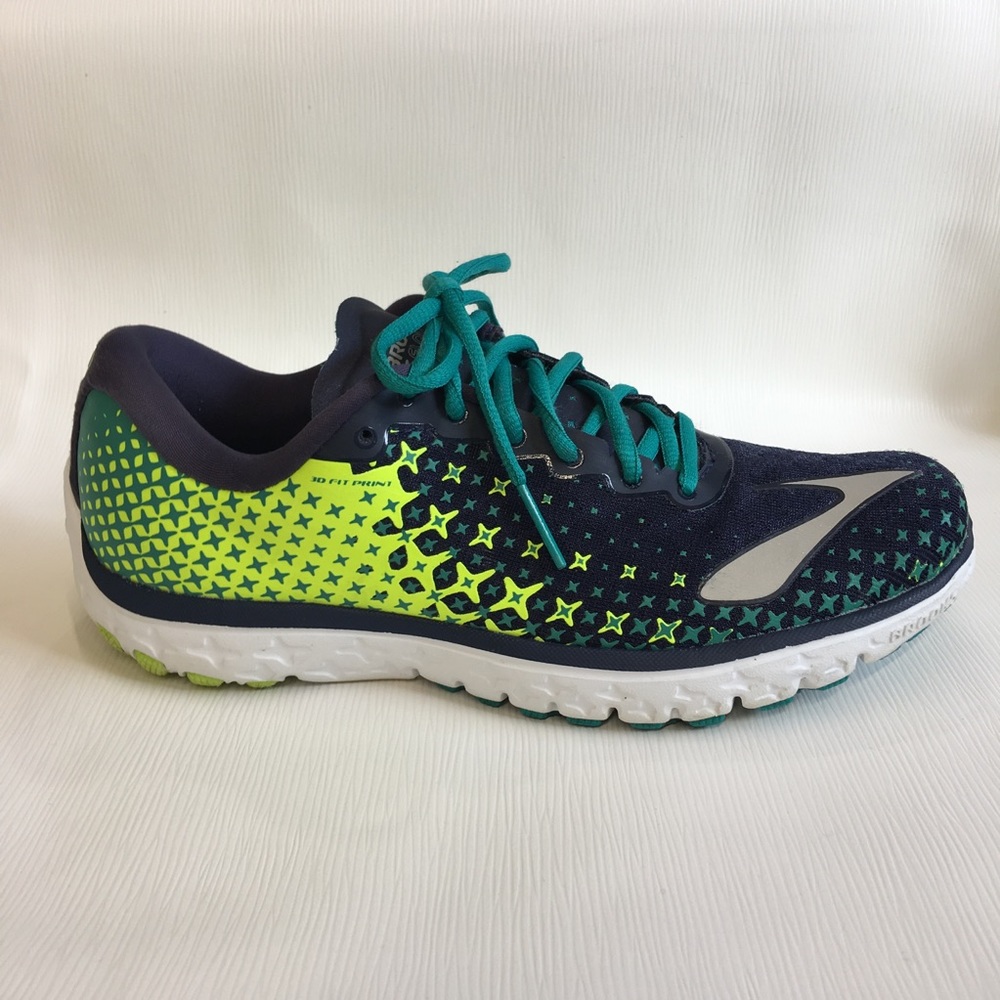 Brooks pure flow 5 blue & green running shoes 8.5M