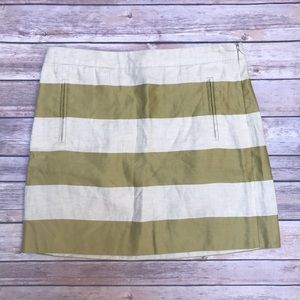 J. Crew Sage Green Stripe Mini Skirt Size 4