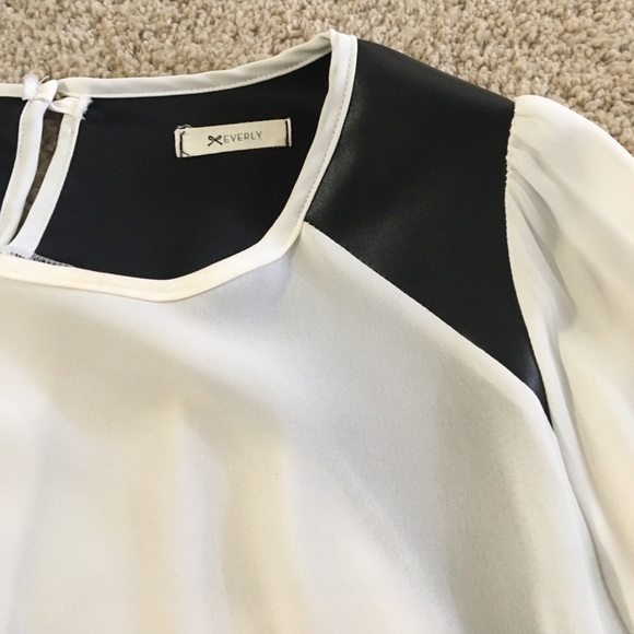White with leather detail blouse - Picture 2 of 2