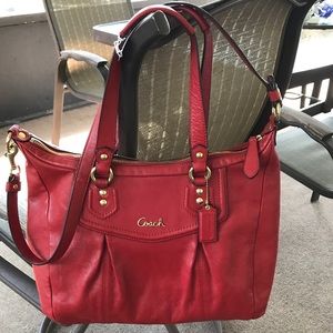 Coach Ashley XL Red Leather Tote Satchel Coach Ashley XL Red Leather Tote Satchel