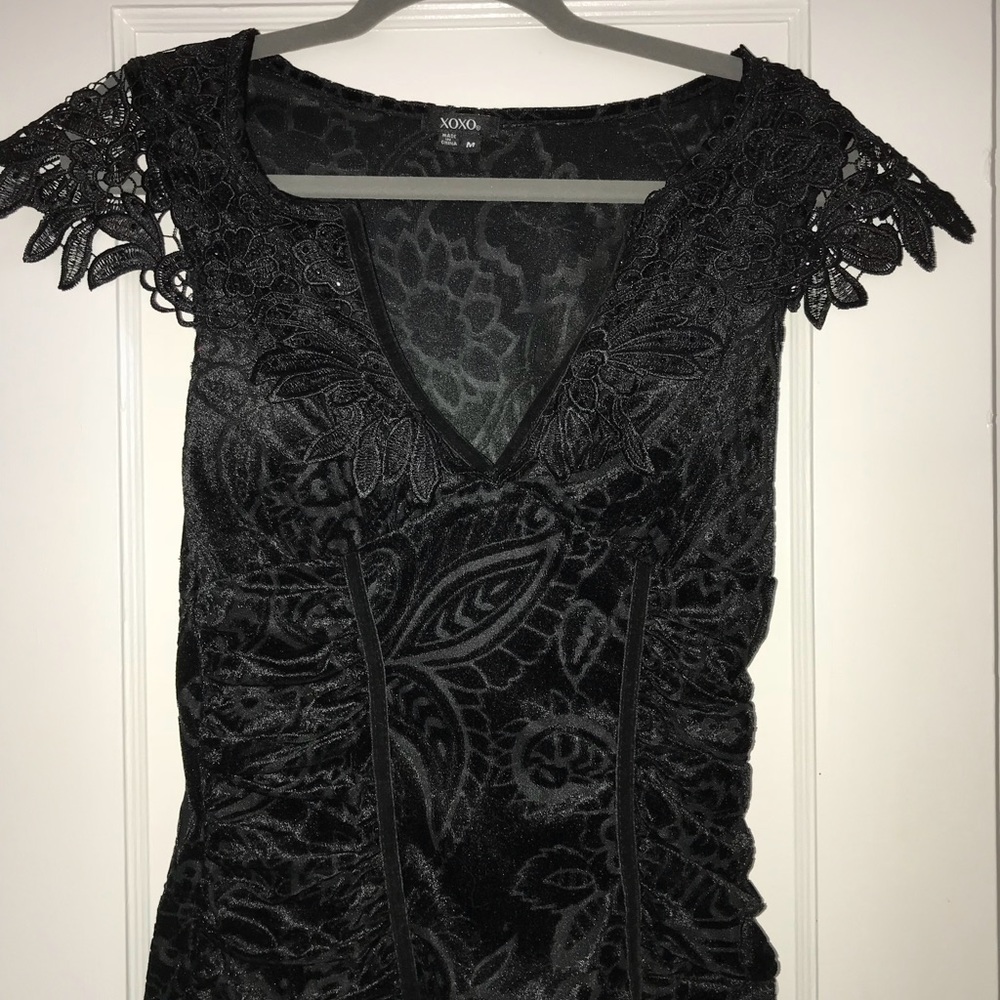 Black Velvet/Lace Top
