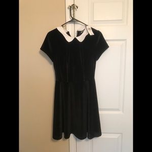 Brand New. Black Velvet white collar dress