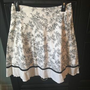 Beautiful floral printed white and black skirt