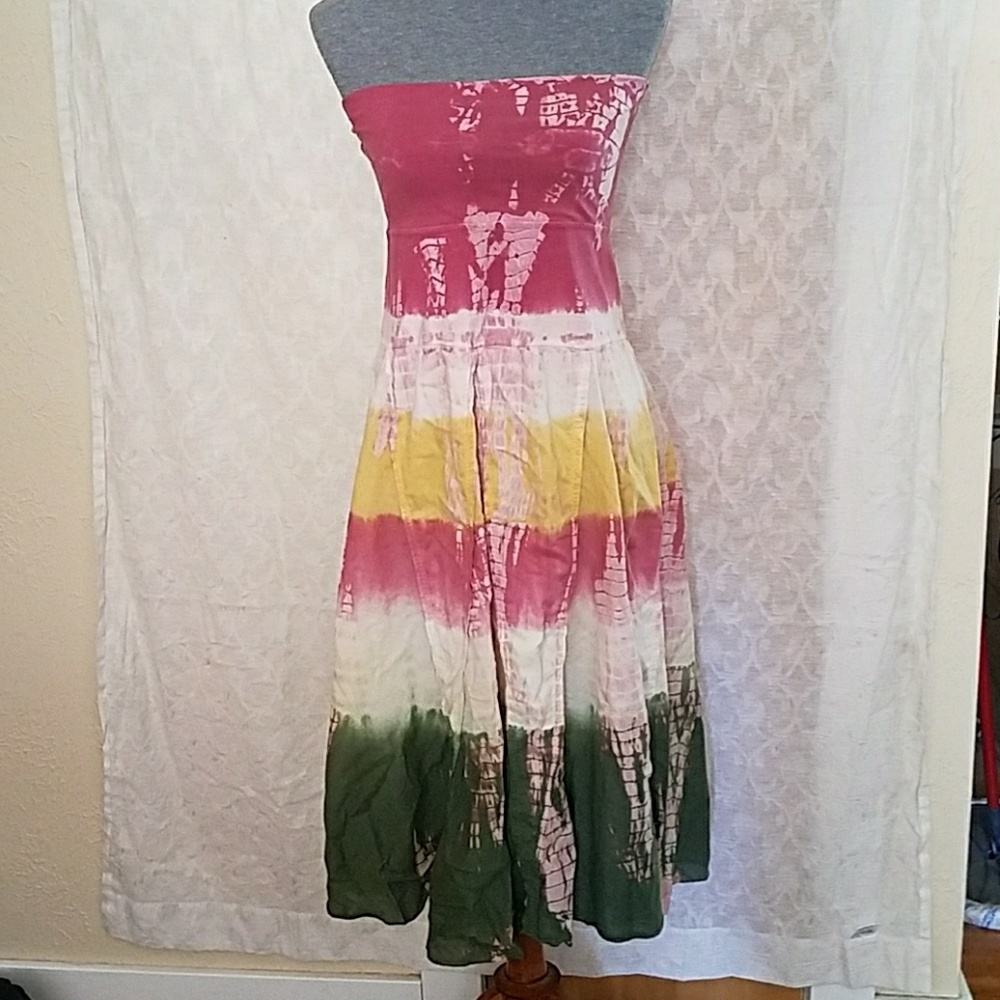 Strapless boho style dress