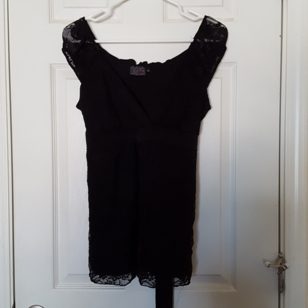 Lace top with cap sleeves