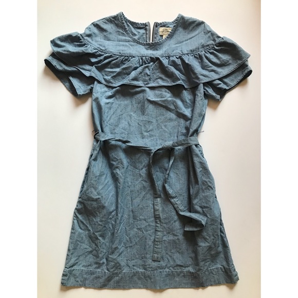J Crew ruffle Edie chambray denim dress size 4 - Picture 3 of 7