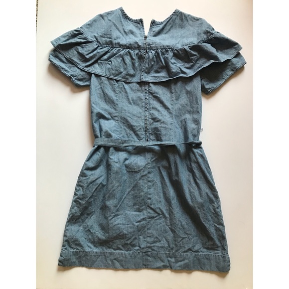 J Crew ruffle Edie chambray denim dress size 4 - Picture 4 of 7