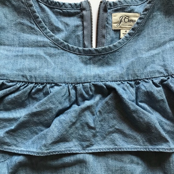 J Crew ruffle Edie chambray denim dress size 4 - Picture 6 of 7