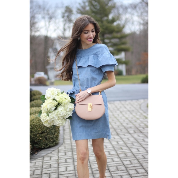 J Crew ruffle Edie chambray denim dress size 4 - Picture 2 of 7