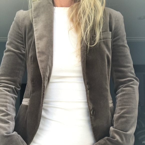 Theory Jackets & Blazers - Theory Velvet Blazer Dark Terra Gray