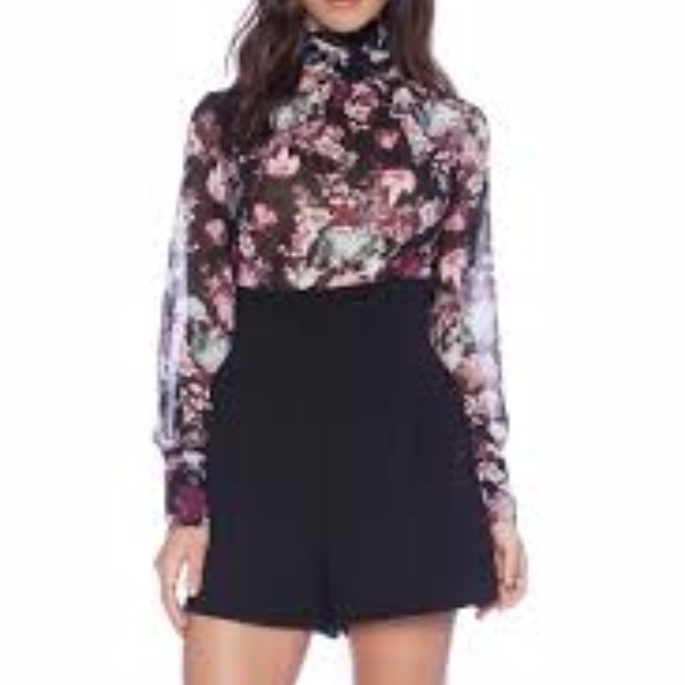 BCBG floral open back romper