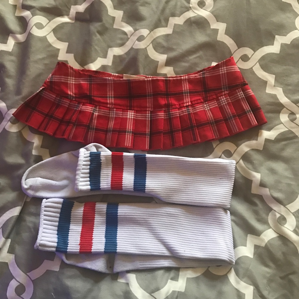 Red & black school girl skirt (socks NOT included)