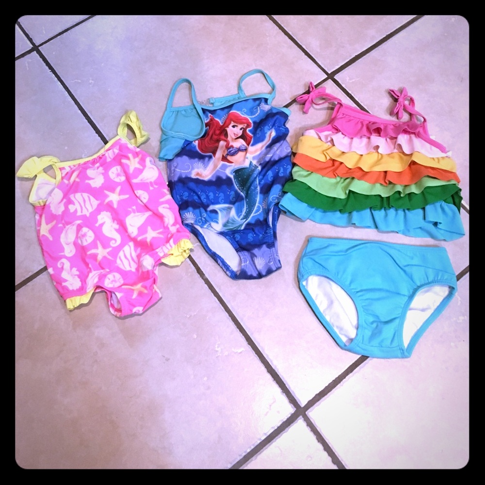 Bundle of Three  little girl bathing suits
