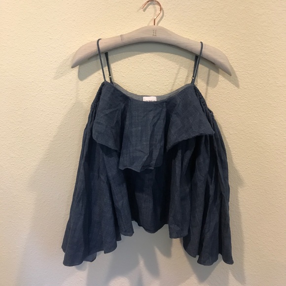 Mika Tops - Misa Los Angeles chambray cold shoulder top Mika Tops - Misa Los Angeles chambray cold shoulder top