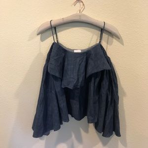 Mika Tops - Misa Los Angeles chambray cold shoulder top Mika Tops - Misa Los Angeles chambray cold shoulder top