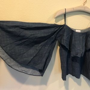 Mika Tops - Misa Los Angeles chambray cold shoulder top Mika Tops - Misa Los Angeles chambray cold shoulder top