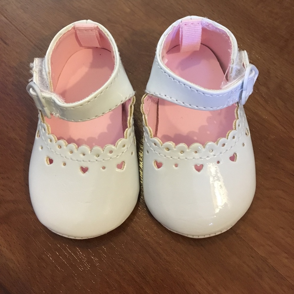 White pattent baby dress shoes