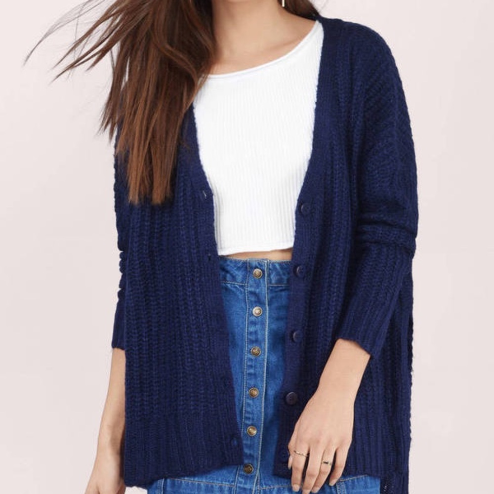 Navy Knitted Cardigan