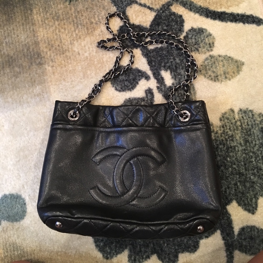Authentic Chanel Timeless Tote CC Caviar Leather