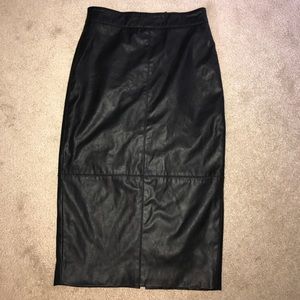 Shin Length Faux Leather Skirt Shin Length Faux Leather Skirt