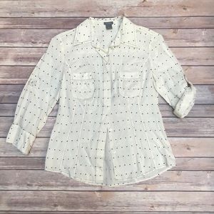 Ann Taylor Off White with Black Dots Blouse