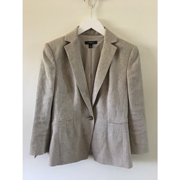 LOFT Jackets & Blazers - 🍉 Beige Linen Fitted Blazer w/ Ribbon Details