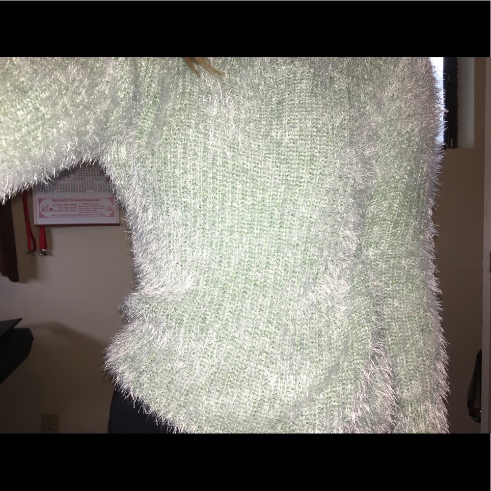 Green fuzzy sweater