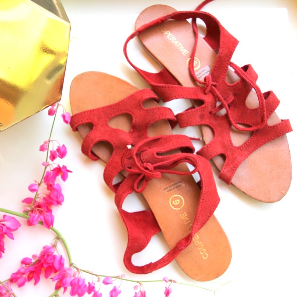Never worn! URBAN OUTFITTERS Suede Tie Sandals