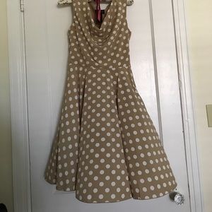 Tan and cream polka dot dress.