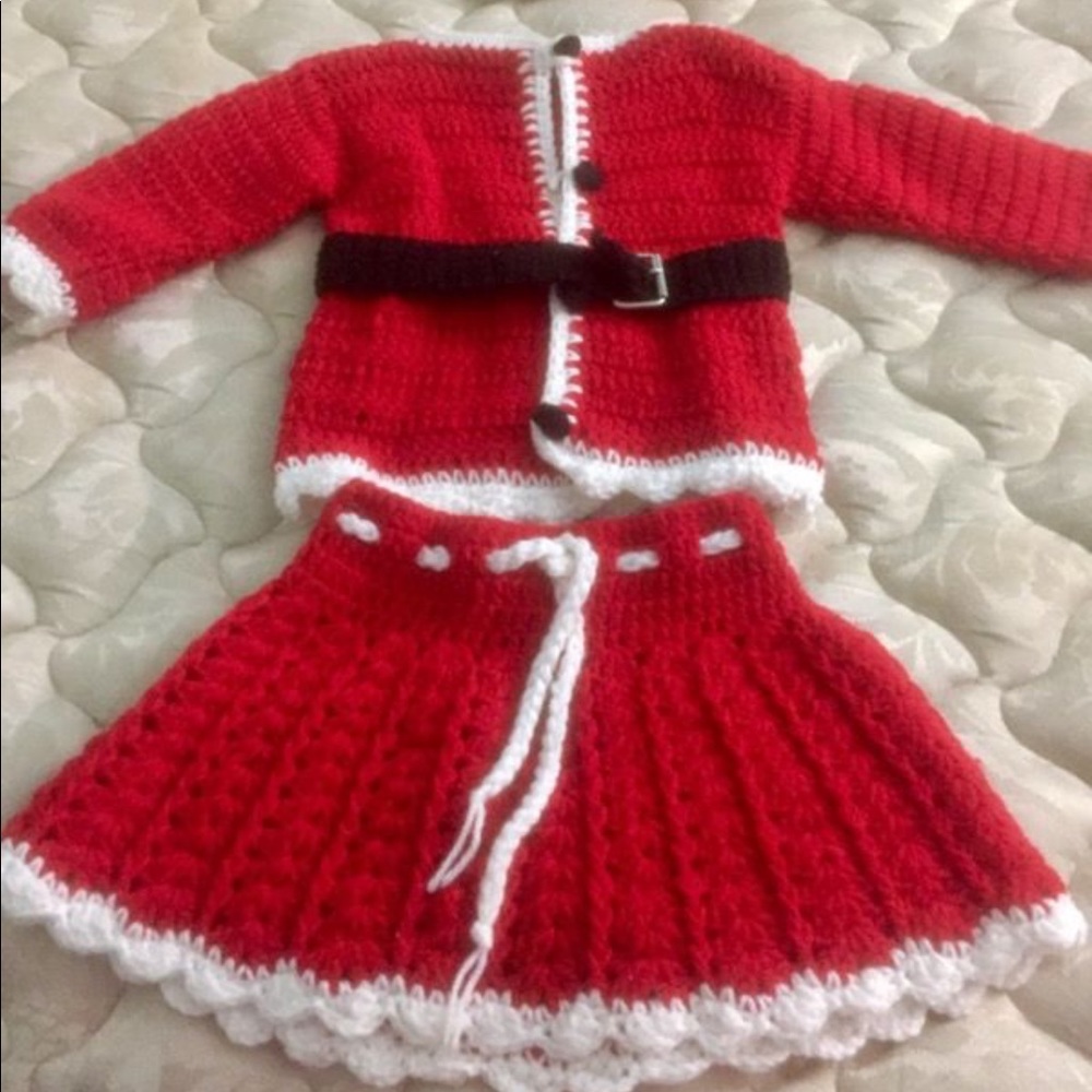 Hand Made Little Girls Santa Outfit