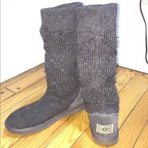 Ugg Grey Textured Knit Boots