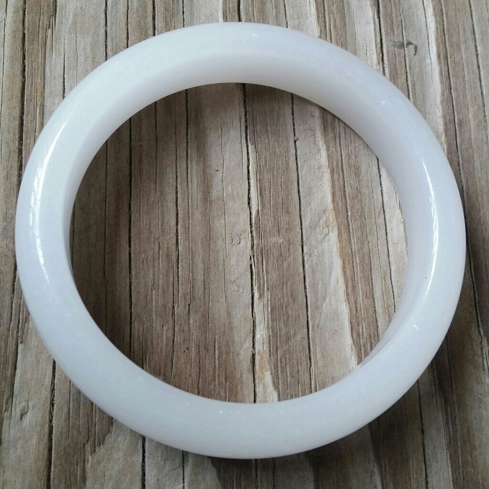 Natural Chinese White Lucky Jade Bangle 60mm