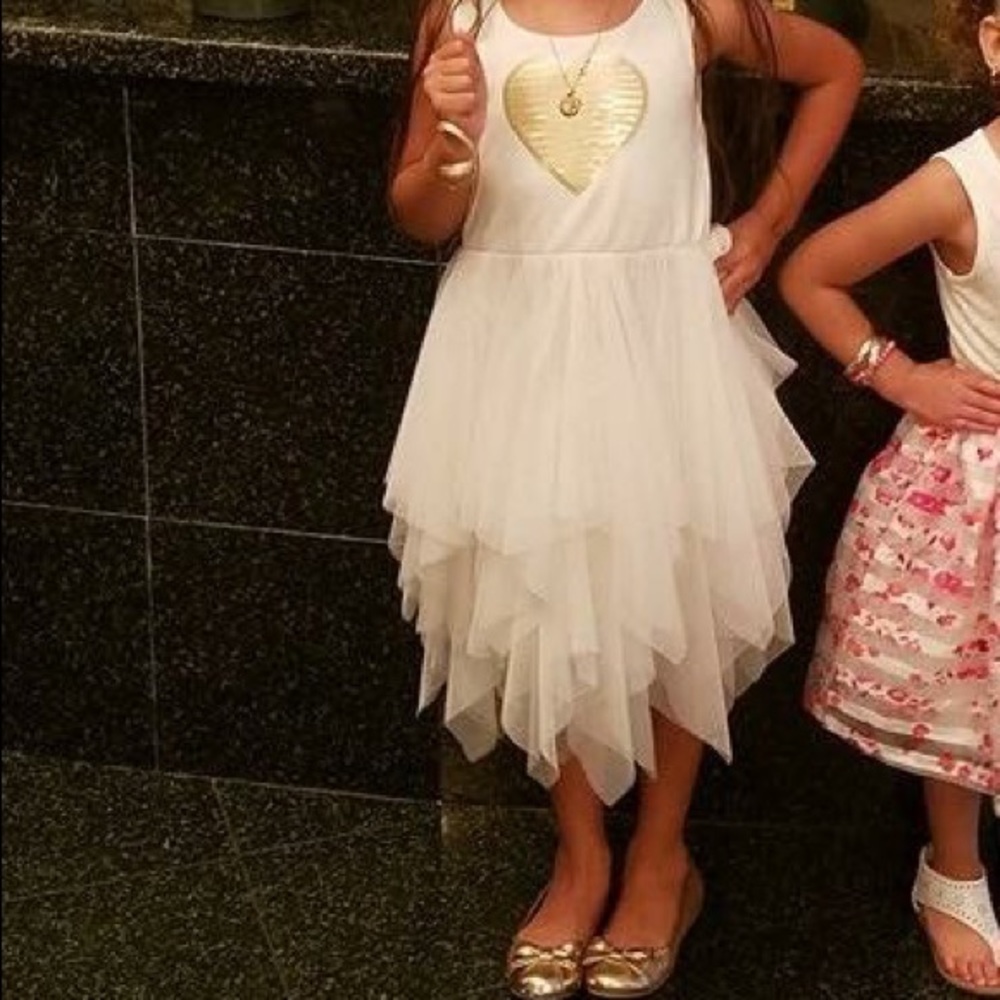 Girls white with gold heart dress