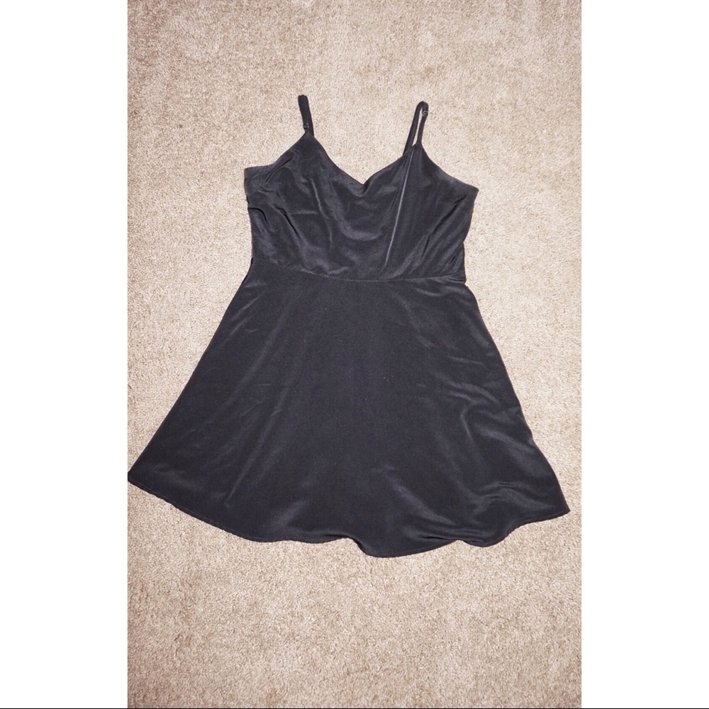 Black skater dress with spaghetti straps