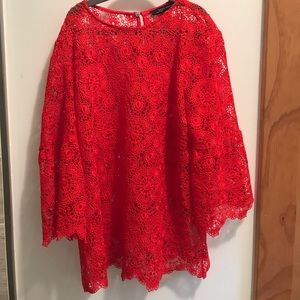 Red Zara Lace Top