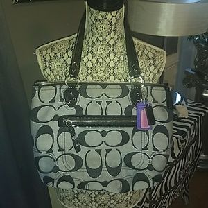Coach 23473 Op Sig. Metallic Moonlight Tote Bag Coach 23473 Op Sig. Metallic Moonlight Tote Bag
