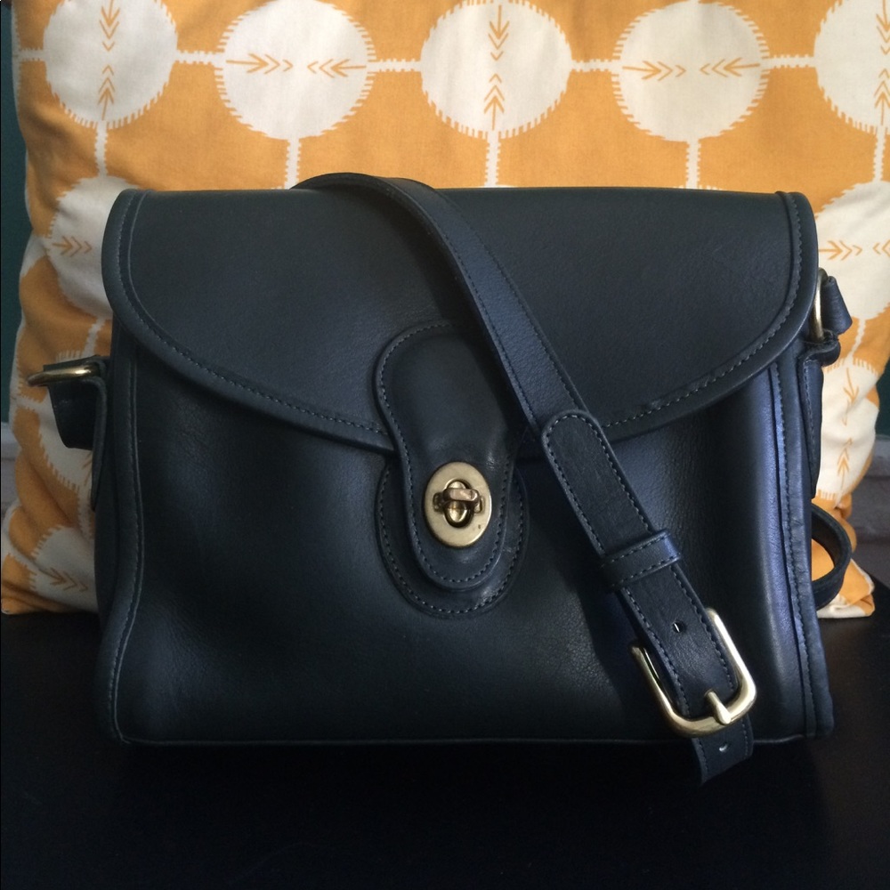 Forest Green Devon Vintage Leather Coach Bag