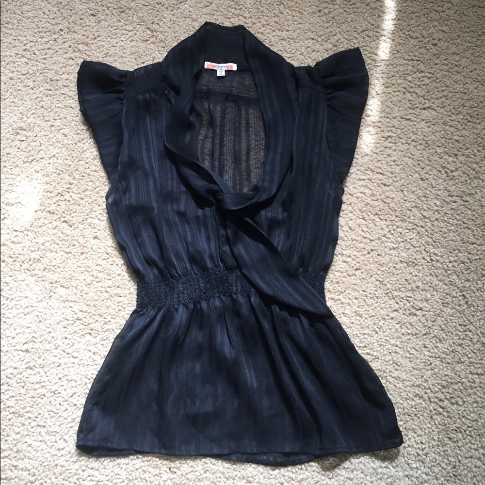 Black sheer striped blouse. Size small