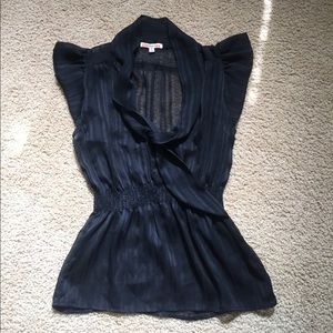 Black sheer striped blouse. Size small