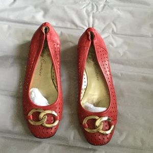 Red Leather ballet flats